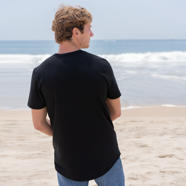 Mens Short Sleeve Henley Curved Hem - Image 2